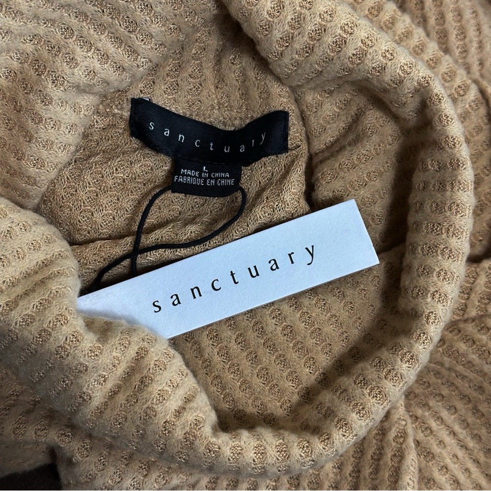 Sanctuary Womens Feel The Love Maple Tan Turtle Neck Waffle Tunic Top Shirt NWT - Picture 8 of 13